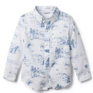 Janie and Jack - Star Wars - Blue and White Printed Button Down Shirt